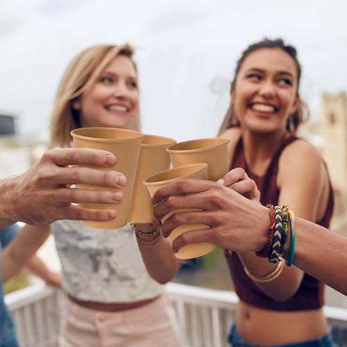 SIUQ 300 Pack 12 oz Kraft Paper Cups, Unbleached Disposable Paper Coffee Cups, Thickened Hot/Cold Beverage Drinking Cup for Party, Home, Cafes, Bistros, Businesses (Brown) - style: 12oz-300pack