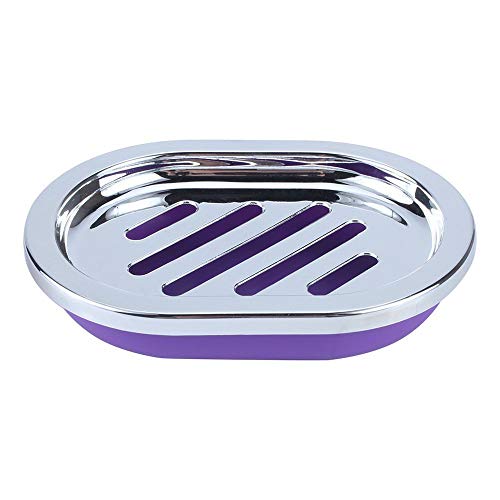 Bathroom Accessories Set 6 Pieces Plastic Bathroom Accessories Toothbrush Holder, Rinse Cup, Soap Dish, Hand Sanitizer Bottle, Waste Bin, Toilet Brush with Holder(6 Colors) (Purple)
