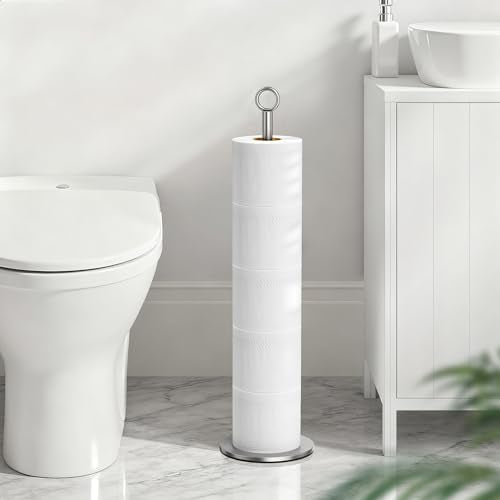 Toilet Paper Holder Stand - with Reserve Function, Free-Standing Toilet Paper Storage Holder, Stainless Steel