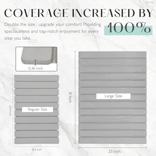 KEYCHAD Large Stone Bath Mat, 31"x 23.5" Non-Slip Diatomaceous Earth Bath Mat, Ultra-Absorbent Quick-Drying Stone Drying Mat for Kitchen Bathroom Pet Bowl, Rollable & Foldable Stone Bath Mat, Gray XL - color: Folding Xl-gray