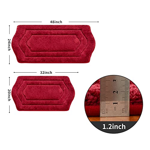 COSY HOMEER Extra Thick Bath Rugs for Bathroom - Anti-Slip Bath Linen Sets Mats Soft Plush100% Strong Polyester Living Room Bedroom Water Absorbent(Red,24x48 - Inches) - color: Red, size: 2' x 4' (Oval)
