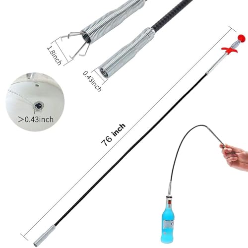 (76 inch) Drain Snake, Drain Clog Remover - Gutter Cleaning Tools Cleaner for Toilet Sewer Shower Kitchen Bathroom Tub Tool, Flexible Grabber Claw Pick Up Reacher - style: 76 IN