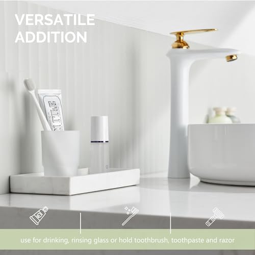 Bathroom Rinsing Cup, Angle Simple Frosted Glass Tumbler Cup, Toothbrush and Toothpaste Holder Drinking Glasses Glassware