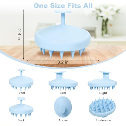 Meartchy Silicone Scalp Massager, Scalp Scrubber for Hair Growth with Soft Bristles, Scalp Exfoliator Brush Dandruff Removal Shampoo Brush for Wet Dry Scalp Care (Light Blue) - color: Light Blue
