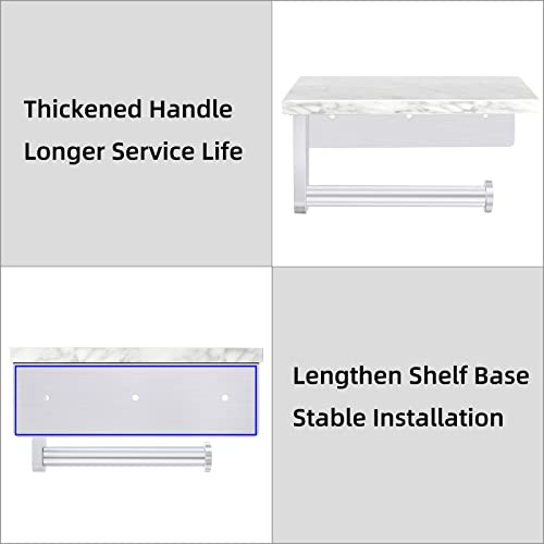 Gypie Brushed Nickel Toilet Paper Holder with Natural Marble Shelf, Screw Wall Mounted, Tissue Roll Holder for Bathroom Washroom - color: Brushed Nickel