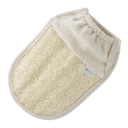 Hydrea London Exfoliating Glove - Organic Egyptian Shower Loofah & Dual-Sided Face Glove Exfoliator - Body Scrubber for Men & Women, Dead Skin Cell Remover, & Bath Scrub for Deep Exfoliation & Detox