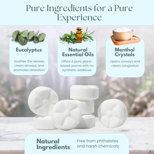TLG Essence Shower Steamers Aromatherapy 7 Pack – USA Made with Extra Eucalyptus & Menthol – Shower Bomb for Relaxation, Strong-Scented Shower Tablets – Gift for Men & Women