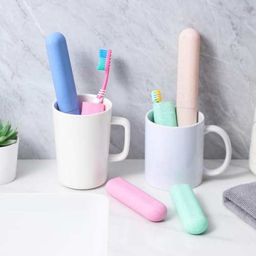 Muslih 4 Pack Toothbrush Travel Case, Toothbrush Holder with Ventilation Holes, for Travel, Home, Business, School, Camping