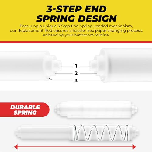 Qualihome White Universal Plastic Spring Loaded Toilet Paper Roll Holder Replacement Rod, White Toilet Paper Roll Replacement Rod - color: White