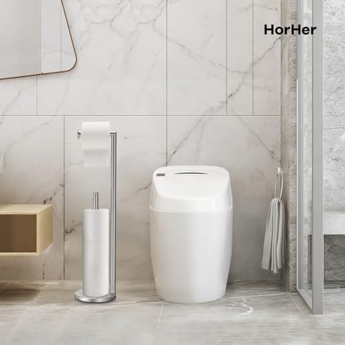 Toilet Paper Holder Stand, Toilet Paper Holder Free Standing, Toilet Paper Stand, Brushed Nickel Toilet Paper Holder with Storage, Rustproof Toilet Paper Holders for 4 Rolls (Brushed Nickel) - color: Brushed Nickel