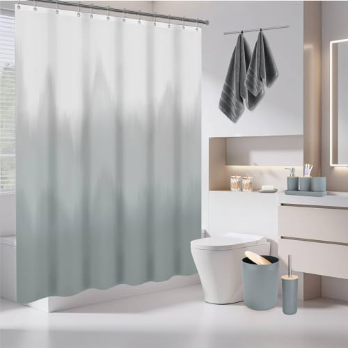 iMucci Bathroom Accessories Bathroom Sets with Shower Curtain, Bath Towel Set, Trash Can, Toilet Brush, Soap Dispenser, Bathroom Accessories Set Complete - size: Bath Set+Shower Curtain+Bath Towel Set, style: Grey