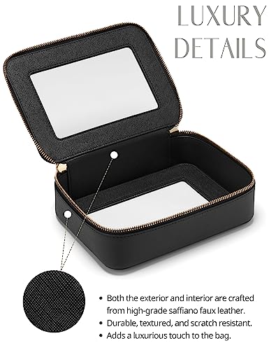 Popvibe Clear Makeup Case Set Black Toiletry Bag Travel Large Clear Cosmetic Bag with Zipper, Big Make Up Bag Organizer Women Traveling TSA Approved Transparent Bag Car for Essentials - color: Black, style: Dual Elegance
