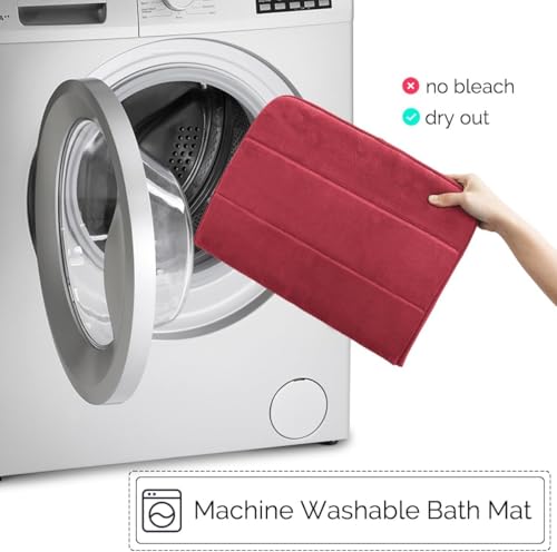Bathroom Rugs Sets 3 Piece Memory Foam Bath Mat, Soft Shower Mat for Bath,Water Absorb,Machine Washable Bath Rugs with Non-Slip,Red - color: Red