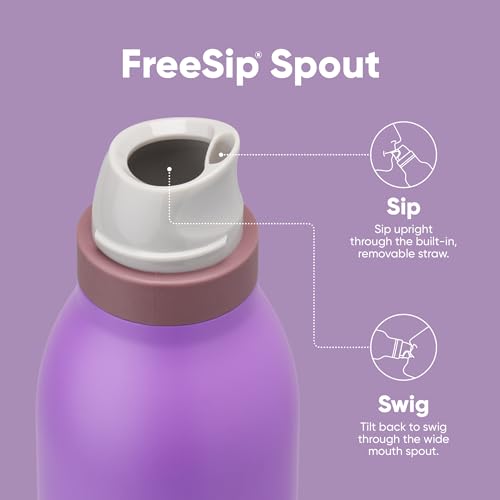 Owala FreeSip Twist Insulated Stainless Steel Water Bottle with Straw for Sports and Travel, BPA-Free, 18-oz, Purple (California Grapevine) - color: California Grapevine, size: 18 Ounces