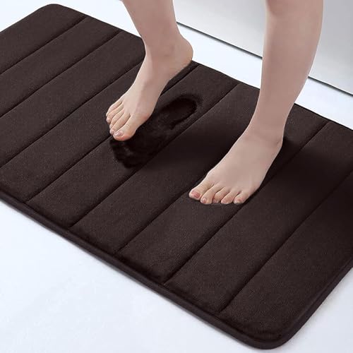 Buganda Memory Foam Bath Mat, 34" x 20", Ultra Soft Bathroom Rugs, Water Absorbent and Machine Washable Bath Rug for Bathroom, Shower, and Tub, Brown - color: Brown, size: 34" X 20"