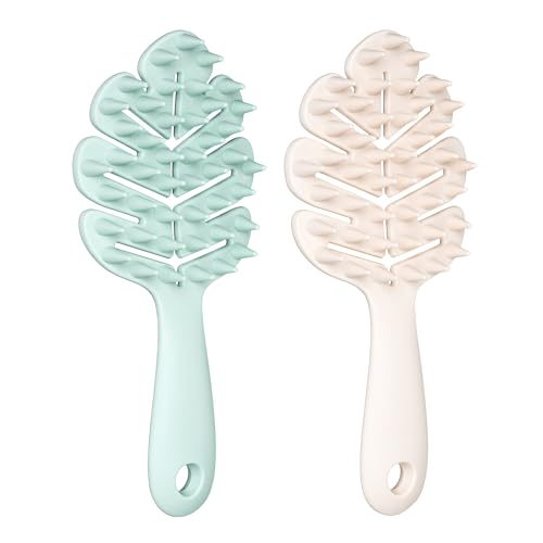 Sylune Scalp Massager Brush 2-Pack – Leaf-Grip Shampoo Scrubber for Deep Clean & Hair Care, Gentle for All Hair Types