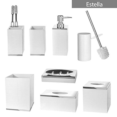 Creative Scents Estella Waste Basket for Bathroom 1.98 Gal / 7.5L - Small White Bathroom Trash Can - Decorative Small Garbage Can - Durable Space Friendly Wastebasket - style: Trash Can