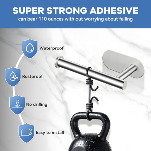 2 Packs Toilet Paper Holder No-Drill Self-Adhesive Towel Rack Stainless Steel Waterproof Rustproof Roll Paper Holder for Bathroom Washroom RVs (Brushed Silver) - color: Silver