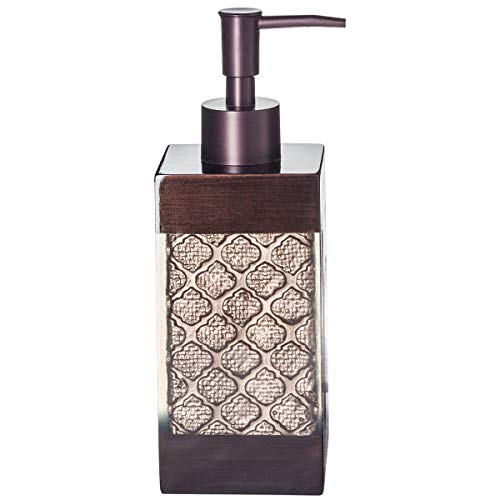 Creative Scents Dahlia Brown 4 Piece Bathroom Accessories Set | Includes Soap Dispenser, Toothbrush Holder, Tumbler Cup & Soap Dish
