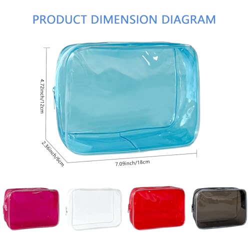 Neon TSA Approved Clear Toiletry Pouch, 7"x2.3"x4.7" Size, PVC Travel Makeup Bags for Toiletries, Transparent Cosmetic Bag for Women and Men Small (black+clear+red+blue+dark red) - color: black+clear+red+blue+dark red