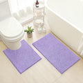 HOMEIDEAS Bathroom Rugs Set 2 Pieces, Ultra Soft Non Slip Absorbent Chenille Toilet Bath Mat Set (Lavender) - color: Purple-lavender, size: 1'8" x 2'8" (U Shape 20"x24"+20"x32")