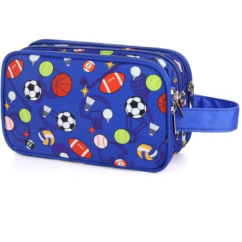 Kids Toiletry Bag for Boys, Travel Toiletry Bag for Little Young Boys Waterproof Hanging Wash Bag Toddler Traveling Toiletries, Soccer Balls Blue - color: Soccer Balls