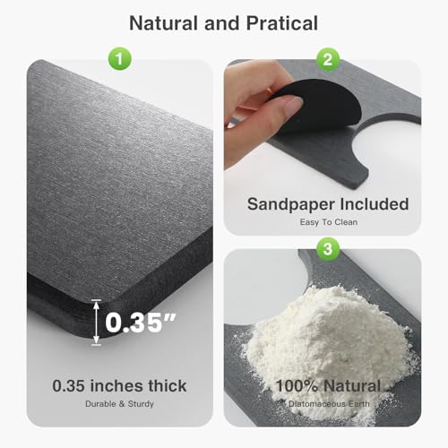 20" x 4" Stone Faucet Mat for Kitchen Sink, Quick Drying Diatomite Sink Tray, Faucet Sink Splash Guard for Prevents Moisture Buildup (Dark Gray) - color: Dark Gray, size: 20" x 4"