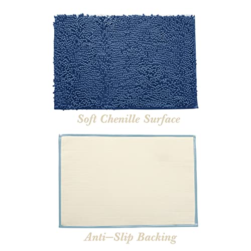 Non-Slip Bath Rug,Extra Soft Microfiber Bedroom Shag Carpet with Anti-Slip Backing,Water/Dust Absorbent Fast Dry Shower Mat,Sound Insulated Stairs Pad,Machine Washable (NavyBlue,12 x 19 Inches) - color: Navyblue, size: 12"x19"