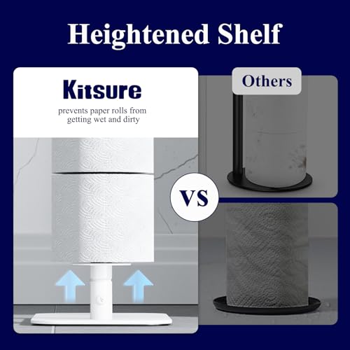 Kitsure Toilet Paper Holder Free Standing - Large Capacity Toilet Paper Holder for 4 Rolls, Rustproof Toilet Paper Stand with Non-Slip Stable Base, White, Medium - color: White, size: Medium - 1 Pack
