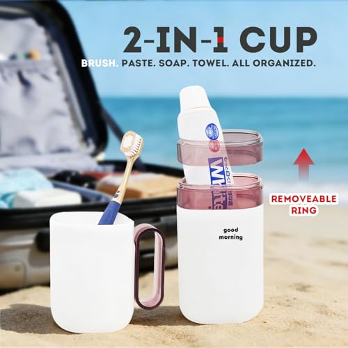 Toothbrush Travel Case,Toothbrush Holder and Rinse Cup with Handle Travel Toothbrush Cup,Multifunctional Toothbrush Cover,Large Capacit Travel Toothbrush Holder with Mouthwash Cup Purple - color: 1pcs-purple