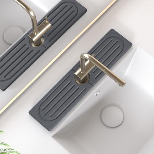 Stone Faucet Mat for Kitchen Sink, Water Absorbing Sink Water Splash Guard, Fast-Drying Kitchen Sink Faucet Mat, Durable Protector and Stone Drying Mat for Kitchen Counter & Bathroom Sink - color: Dark Gray Style 2, size: 15.8" x 4"