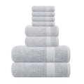 GLAMBURG Ultra Soft 8 Piece Towel Set - 100% Pure Ring Spun Cotton, Contains 2 Oversized Bath Towels 27x54, 2 Hand Towels 16x28, 4 Wash Cloths 13x13 - Ideal for Everyday use, Hotel & Spa - Light Grey - color: Light Grey, size: 8 Piece Towel Set