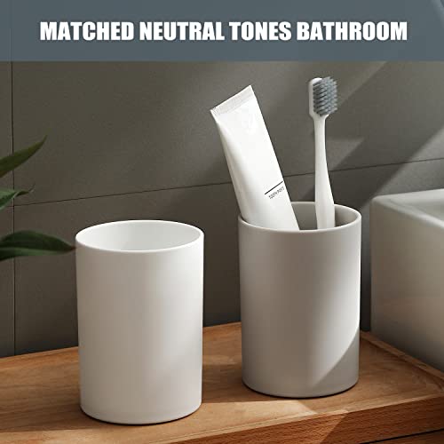 PP 2PCS Reusable Unbreakable Toothbrush Cup 10.5oz/300ml Mouthwash Holder, Easy to Clean, Adequate for Bathroom (Grey) - color: Grey