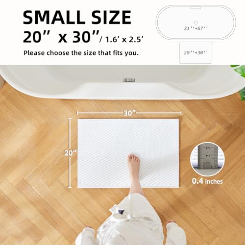 TYUU Bathroom Rugs Non Slip Washable, Super Absorbent Thin Bath Mat Small Quick Dry Low Pile Bathroom Rug, White 20"x30" - color: White, size: 1'8" X 2'6" (Rectangular)