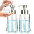 Foaming Hand Soap Dispenser Set, 16 oz Large Glass Soap Dispenser, Foam Dispenser with Stainless Steel Pump & Waterproof Labels, Refillable Soap Bottles for Bathroom Countertop, 2 in 1 - color: Brushed Nickel Foaming