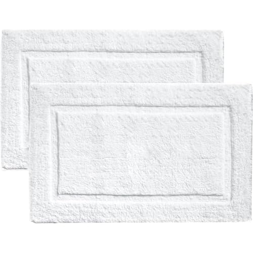 voyzz home Set of 2, Cotton Bathroom Bath Mat Rug White, 20" x32 INCH, Extra Soft, Non-Slip, Super Water Absorbent and Machine Washable for Bathroom, Floor, Tub & Shower - color: Plain White Set of 2 20x32