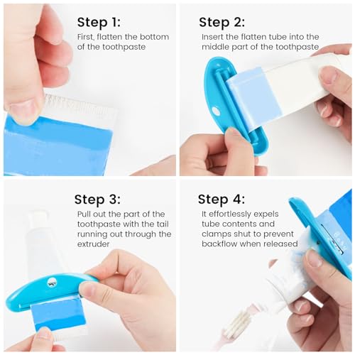 LoveInUsa Toothpaste Tube Squeezer Dispenser, Hanging Toothpaste Clips Holder Rolling Holder Squeezer 4 Pack - color: 4pcs-1