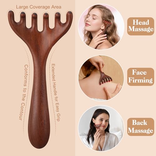 ProSuites 3 Pack Wooden Scalp Massager Tool Loc Combs,Long Handle Head Massage Scalp Loc Brush for Dreads,Multifunctional Hair Massager Tool for Men & Women - color: Wooden Color