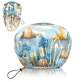 Luxury Shower Cap Silk Satin Lined Waterproof Reusable Adjustable Elastic Dry Hair Bathing Caps Cute for Women Girls-Dinosaur - color: C-18-Dinosaur
