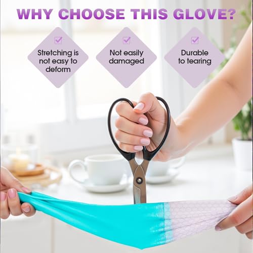 Elgood Reusable Long Sleeve Dishwashing Cleaning Gloves with Latex Free,Cotton Lining,Kitchen Gloves 2 Pairs,Purple+Blue M - color: Long-purple+blue, size: Medium (Pack of 2)