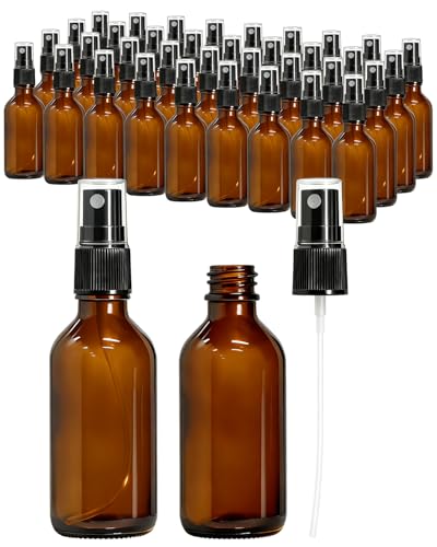 KEYWING 36 Pack Small Amber Glass Spray Bottles for Essential Oils, 2oz Empty Fine Mist Mini Spray Bottles, Refillable Containers for Hair, Travel, Plants, Cleaning, Skin Care - size: 2oz