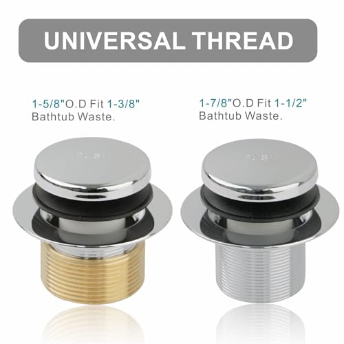 Chrome Bathtub Drain Tip-Toe Single Hole,Welsan Tub Drain Trim Set Conversion Kit Assembly, Coarse Thread Replacement Trim Kit with 1-Hole Overflow Faceplate Includes an Adapter,Chrome Plated - color: Chrome, style: 1 Hole