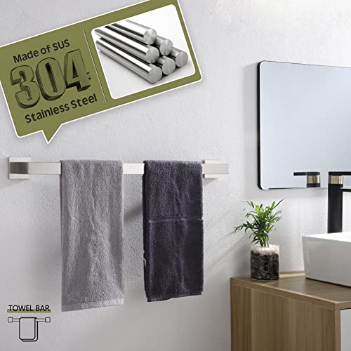 KOKOSIRI 24-Inch Single Towel Bar, Bathroom Kitchen Towel Holder, Wall Mounted SUS304 Stainless Steel Towel Rack, Brushed Nickel, B4003BR-L24 - color: Brushed Steel, size: 24-Inch