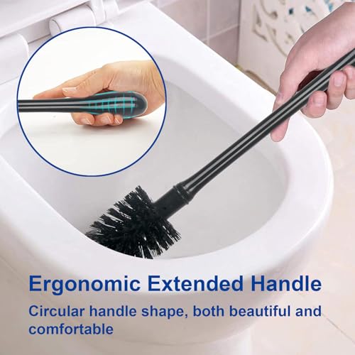 CELOX Toilet Bowl Brush and Holder, Compact Toilet Brush with Breathable Ventilation Stand Base, Bathroom Cleaning Kit, Black, 2 Set - color: Black