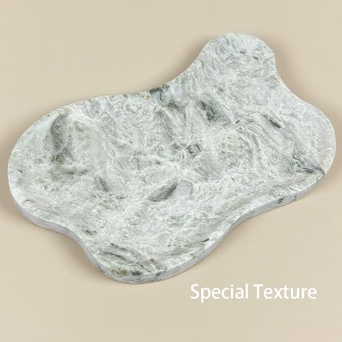 WneFu Choiziic Natural Decorative Tray, Cloud Shape, Modern Style, Polished Finish, Bathroom Kitchen Counter Vanity Organizer (Green-Marble-M) - color: Green (Marble)