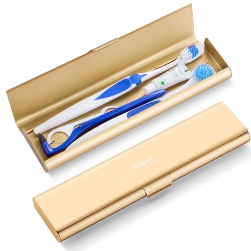 Wider Aluminum Toothbrush Travel Case, Portable Travel Toothbrush Holder, Durable Manual Toothbrush Box Container for Traveling, Bathroom, Camping, Business Trip, Gold - color: Gold, size: 1 Pack (Large)