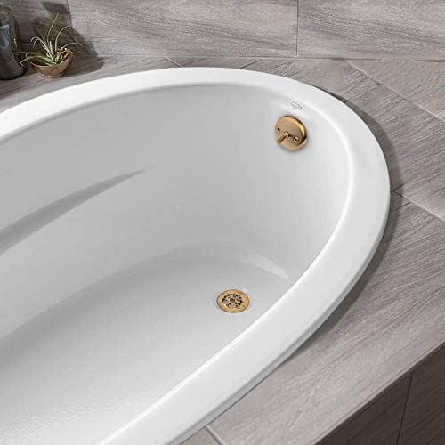 Artiwell Trip Lever Tub Trim Kit Set With Trip Lever Overflow Face Plate, Trip Lever Bathtub Drain with Strainer, Overflow and Matching Screws (BRUSHED GOLD) - color: BRUSHED GOLD