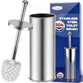 Toilet Brush and Holder Set: 304 Stainless Steel Toilet Bowl Brush for Bathroom Deep Cleaning,Removable Inner Bowl and Splash Protection,Compact and Durable (Silver)
