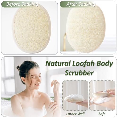Loofah Sponge Pads & Body Sponges Scrubber, Natural Loofah Exfoliating Body Scrubber for Men and Women, Luffa Sponge to Clean & Relax Your Body Deeply (4 Pack) - style: Pack of 4