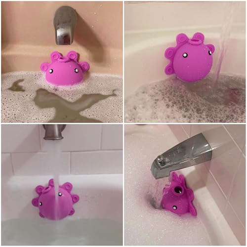Silicone Bathtub Overflow Drain Cover with Suction Cup - Adds Inches of Water for Deeper Bath, Deep Pink - color: Pink